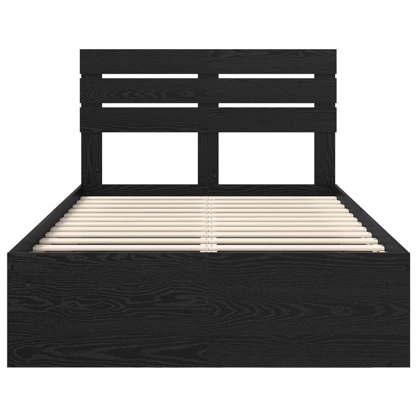 vidaXL Bettrahmen Schwarz 135 x 190 cm Massives Kiefernholz