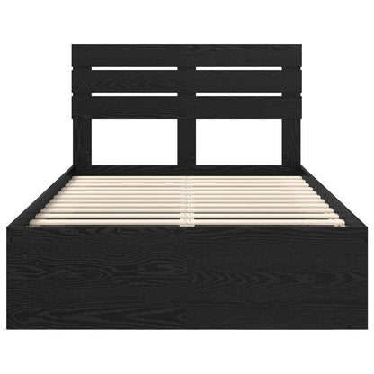 vidaXL Bettrahmen Schwarz 135 x 190 cm Massives Kiefernholz
