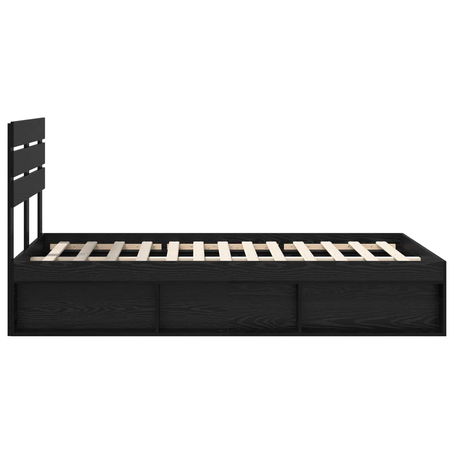 vidaXL Bettrahmen Schwarz 135 x 190 cm Massives Kiefernholz