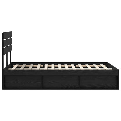 vidaXL Bettrahmen Schwarz 135 x 190 cm Massives Kiefernholz