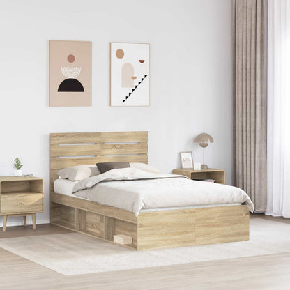vidaXL Bettrahmen Sonoma-Eiche 135 x 190 cm Massives Kiefernholz