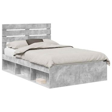 vidaXL Bettrahmen mit Kopfteil Beton 120 x 200 cm Massives Kiefernholz