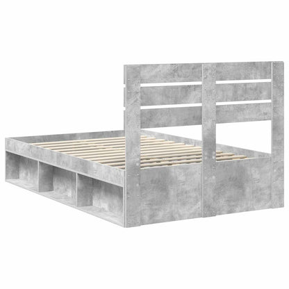 vidaXL Bettrahmen mit Kopfteil Beton 120 x 200 cm Massives Kiefernholz