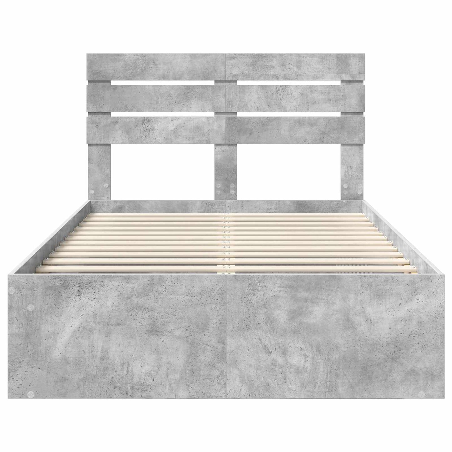 vidaXL Bettrahmen mit Kopfteil Beton 120 x 200 cm Massives Kiefernholz