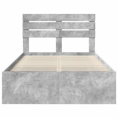 vidaXL Bettrahmen mit Kopfteil Beton 120 x 200 cm Massives Kiefernholz