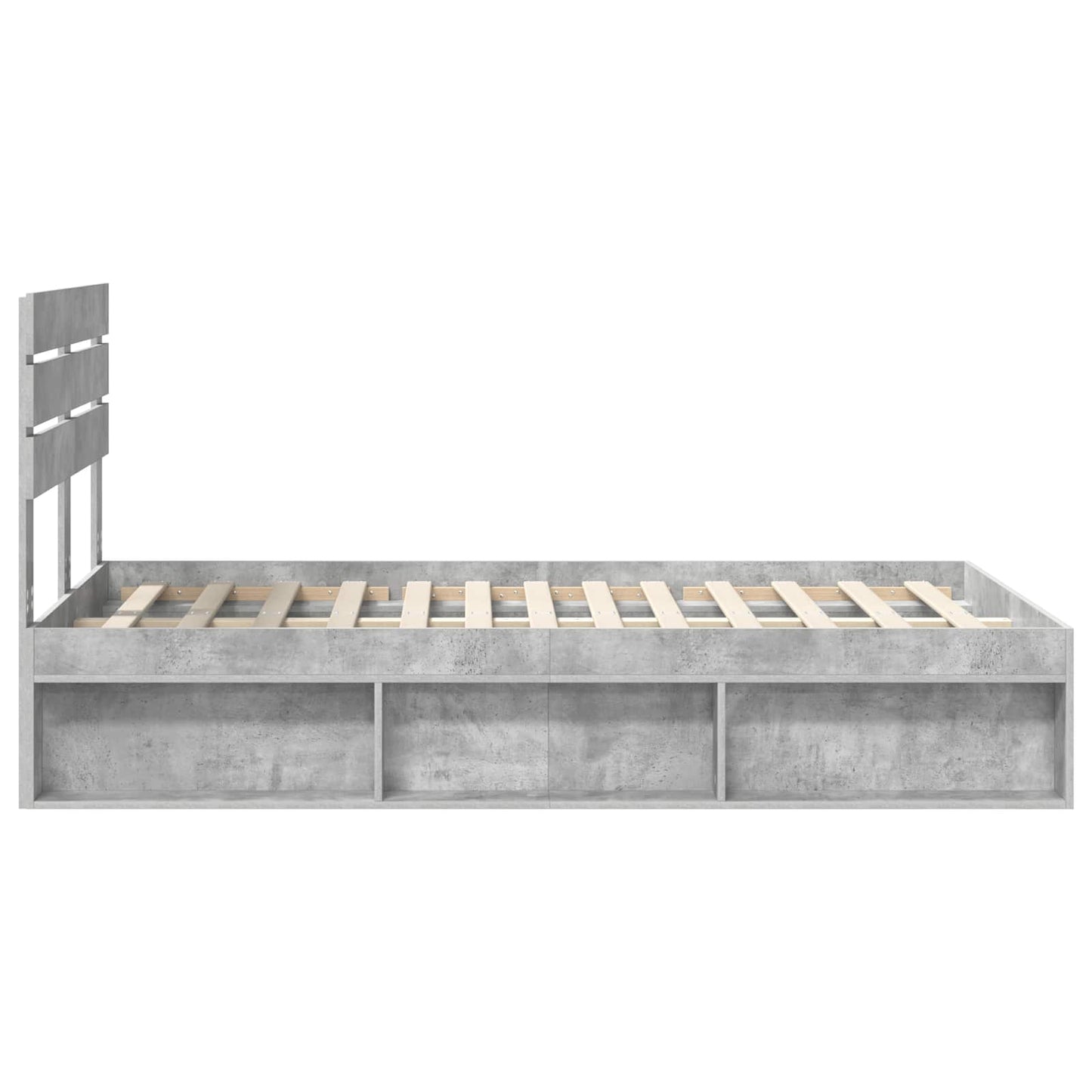 vidaXL Bettrahmen mit Kopfteil Beton 120 x 200 cm Massives Kiefernholz
