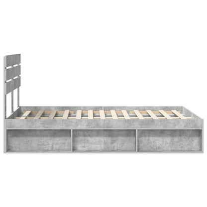 vidaXL Bettrahmen mit Kopfteil Beton 120 x 200 cm Massives Kiefernholz
