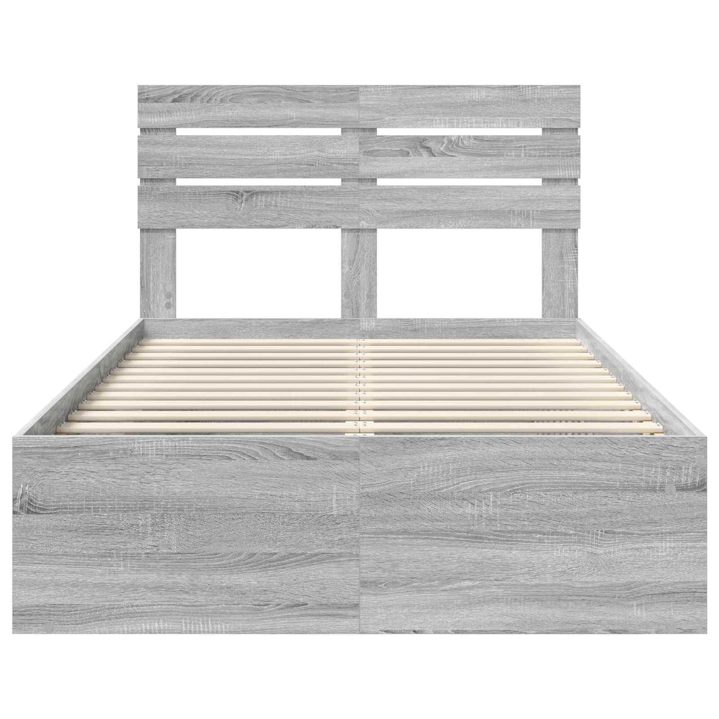 vidaXL Bettrahmen Graues Sonoma 120 x 200 cm Massives Kiefernholz