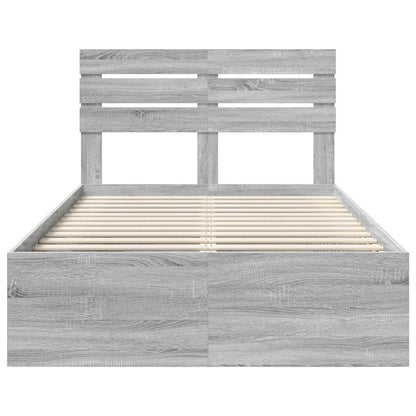 vidaXL Bettrahmen Graues Sonoma 120 x 200 cm Massives Kiefernholz
