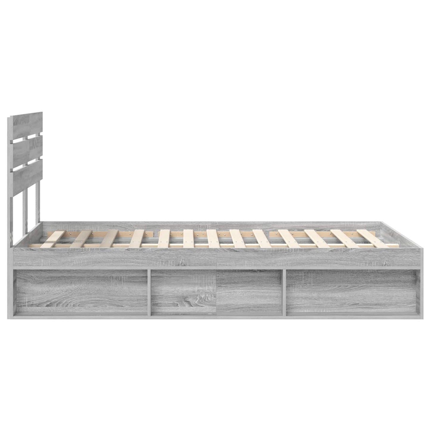 vidaXL Bettrahmen Graues Sonoma 120 x 200 cm Massives Kiefernholz
