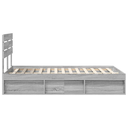 vidaXL Bettrahmen Graues Sonoma 120 x 200 cm Massives Kiefernholz
