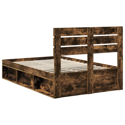 vidaXL Bettrahmen Geräucherte Eiche 120 x 190 cm Massives Kiefernholz