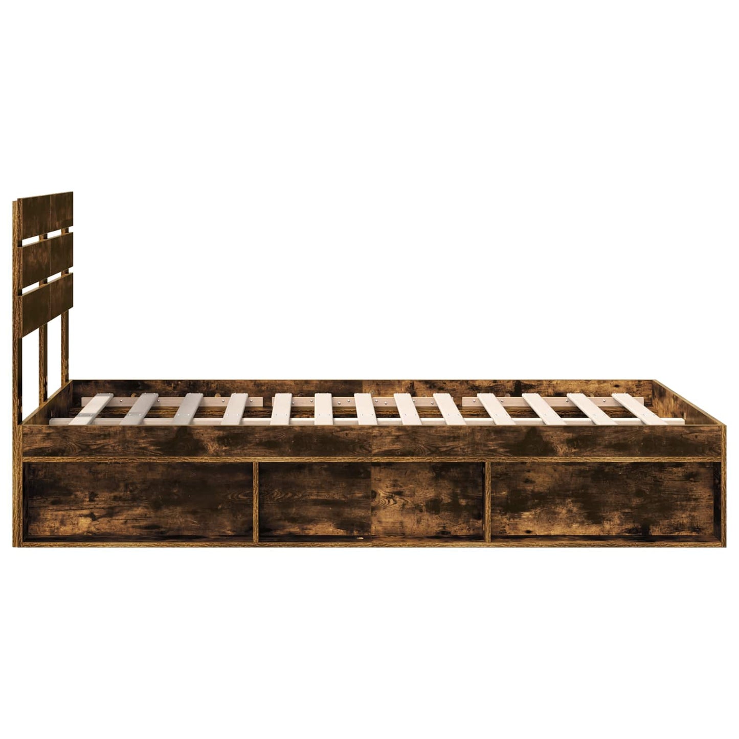 vidaXL Bettrahmen Geräucherte Eiche 120 x 190 cm Massives Kiefernholz