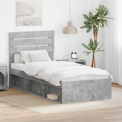 vidaXL Cadre de lit Gris béton 100 x 200 cm Bois de pin massif