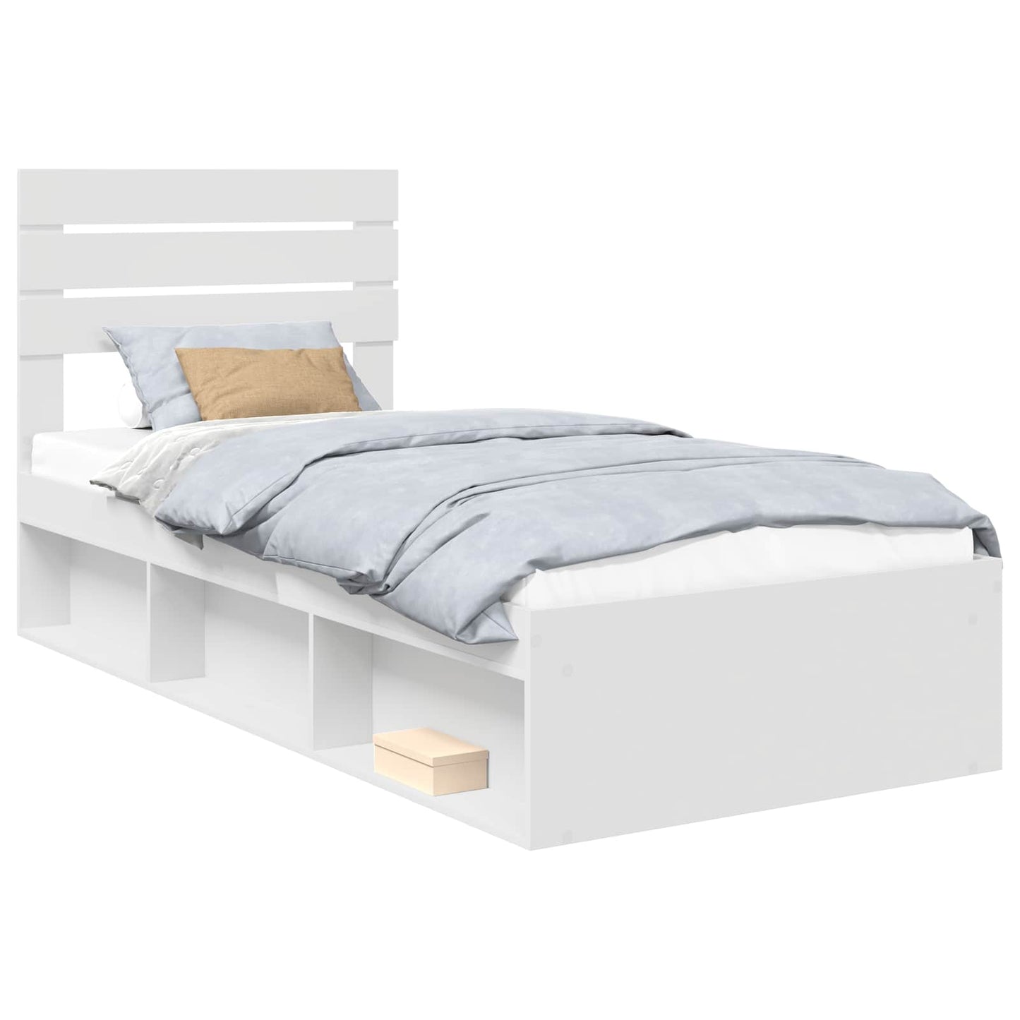 vidaXL Cadre de lit avec tête de lit Blanc 90 x 200 cm Bois de pin massif