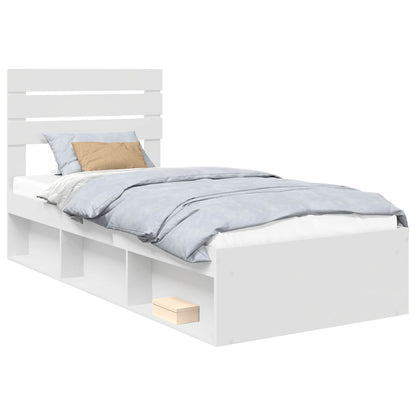 vidaXL Cadre de lit avec tête de lit Blanc 90 x 200 cm Bois de pin massif