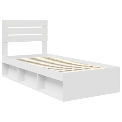 vidaXL Cadre de lit avec tête de lit Blanc 90 x 200 cm Bois de pin massif