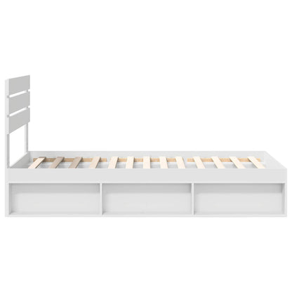 vidaXL Cadre de lit avec tête de lit Blanc 90 x 200 cm Bois de pin massif