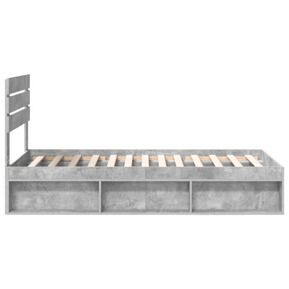 vidaXL Cadre de lit avec tête de lit Béton 90 x 200 cm Bois de pin massif