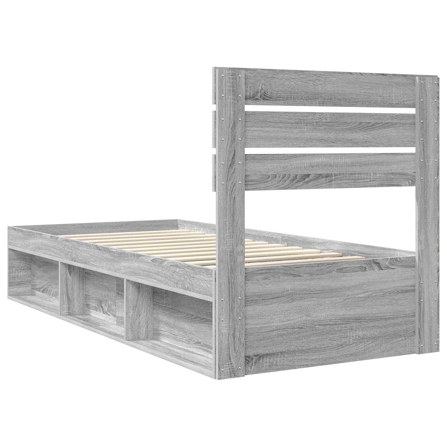 vidaXL Cadre de lit Gris Sonoma 90 x 200 cm Bois de pin massif