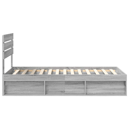vidaXL Cadre de lit Gris Sonoma 90 x 200 cm Bois de pin massif