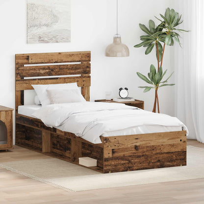 vidaXL Cadre de lit bois de récupération 90 x 200 cm Bois de pin massif