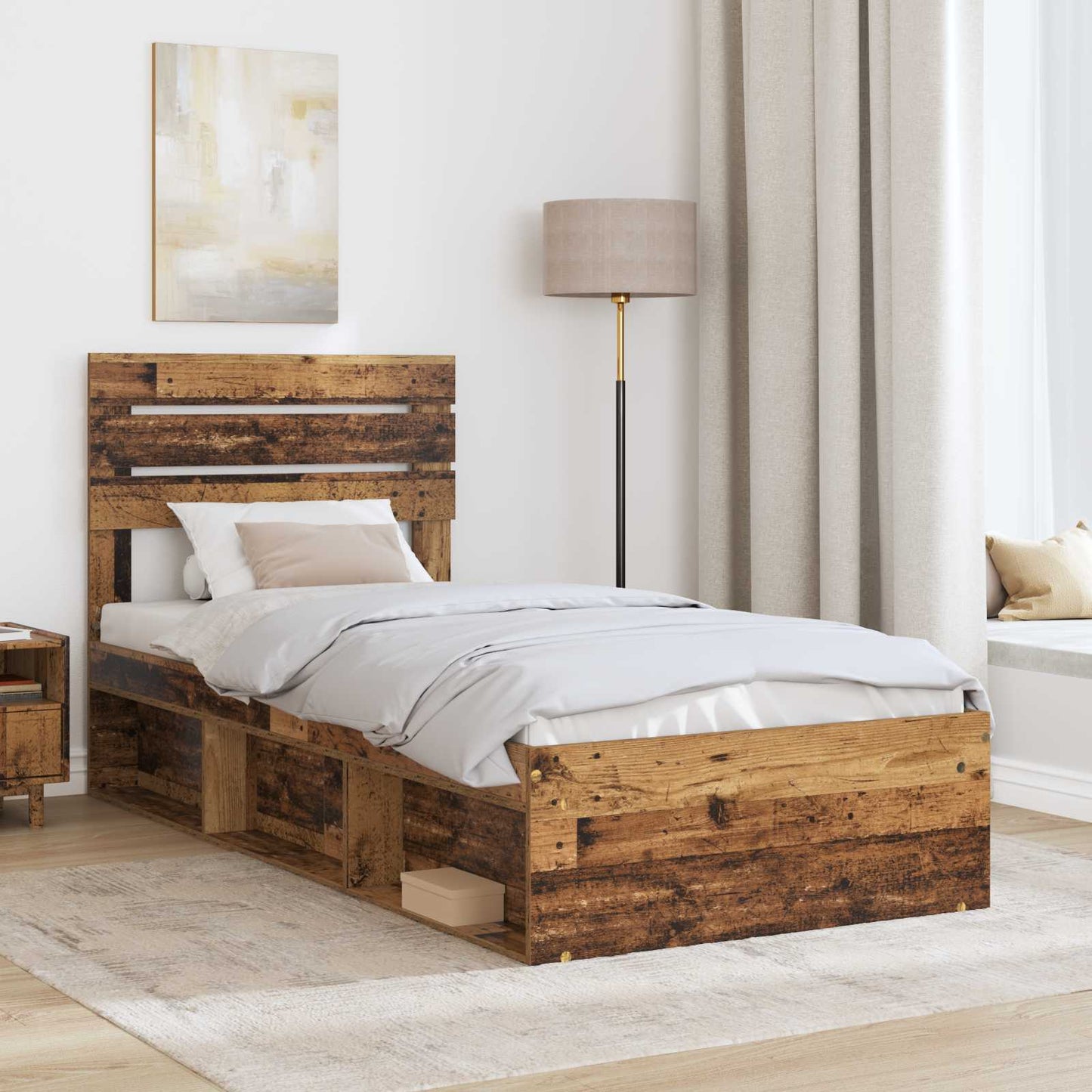 vidaXL Cadre de lit bois de récupération 90 x 200 cm Bois de pin massif