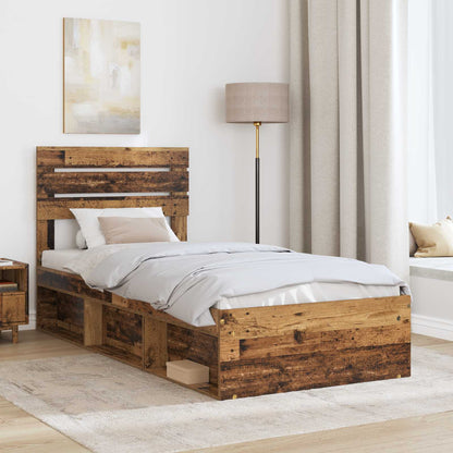 vidaXL Cadre de lit bois de récupération 90 x 200 cm Bois de pin massif