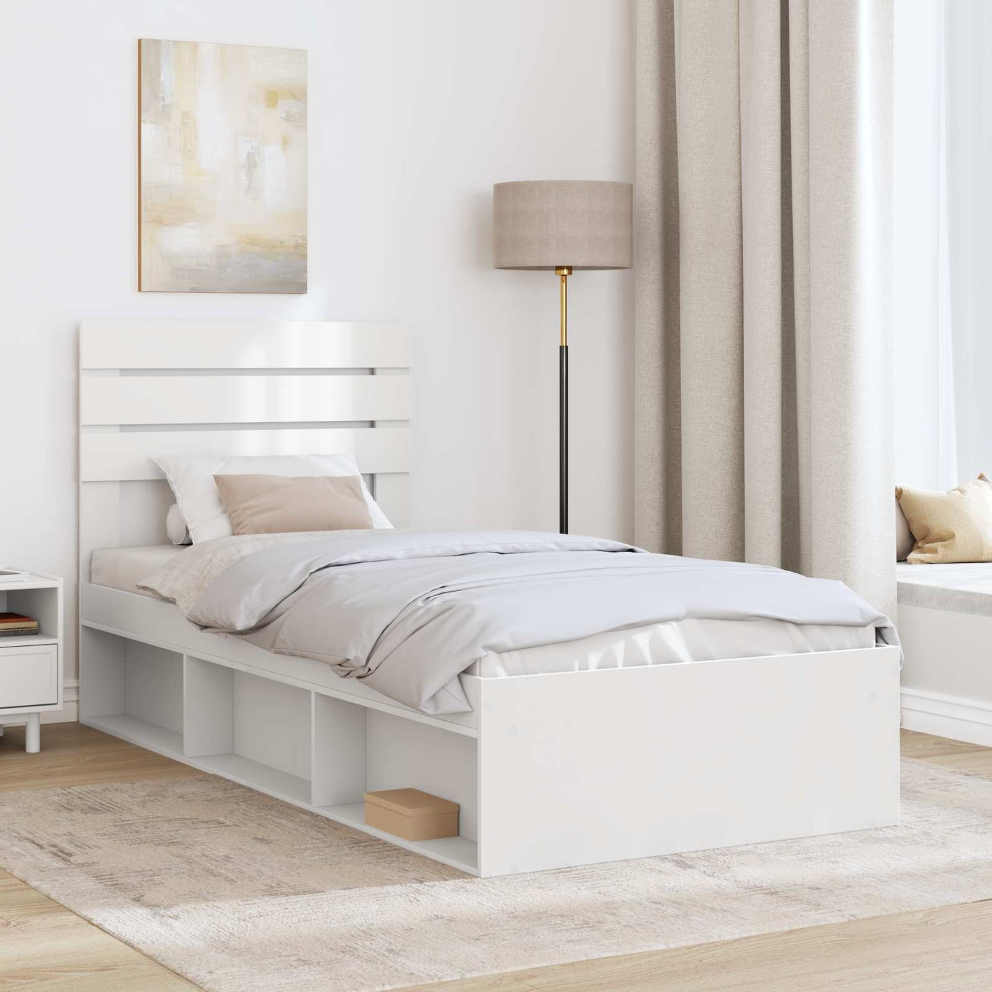vidaXL Cadre de lit avec tête de lit Blanc 90 x 190 cm Bois de pin massif