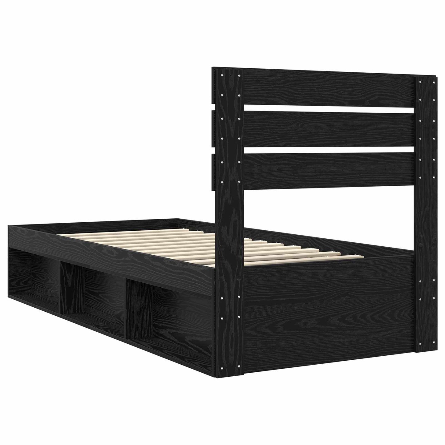 vidaXL Cadre de lit noir 90 x 190 cm Bois de pin massif