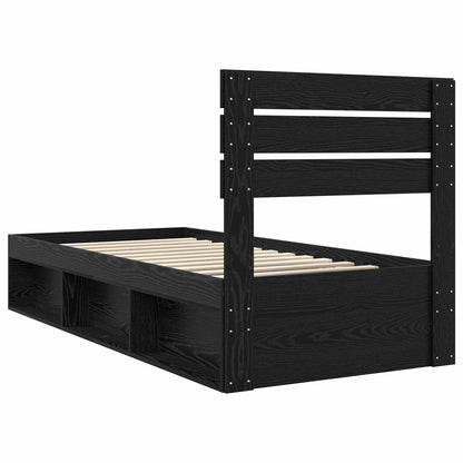 vidaXL Cadre de lit noir 90 x 190 cm Bois de pin massif