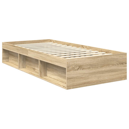 vidaXL Bettrahmen mit Kopfteil Sonoma 90 x 190 cm Massives Kiefernholz