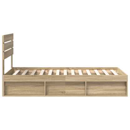 vidaXL Bettrahmen mit Kopfteil Sonoma 90 x 190 cm Massives Kiefernholz