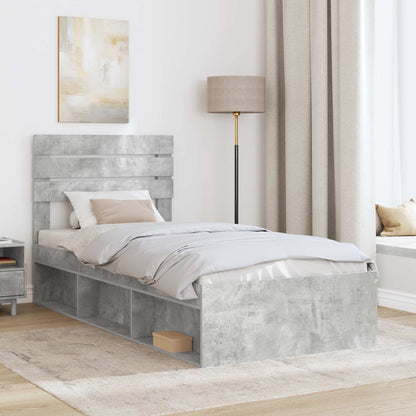 vidaXL Bettrahmen Beton Grau 90 x 190 cm Massives Kiefernholz