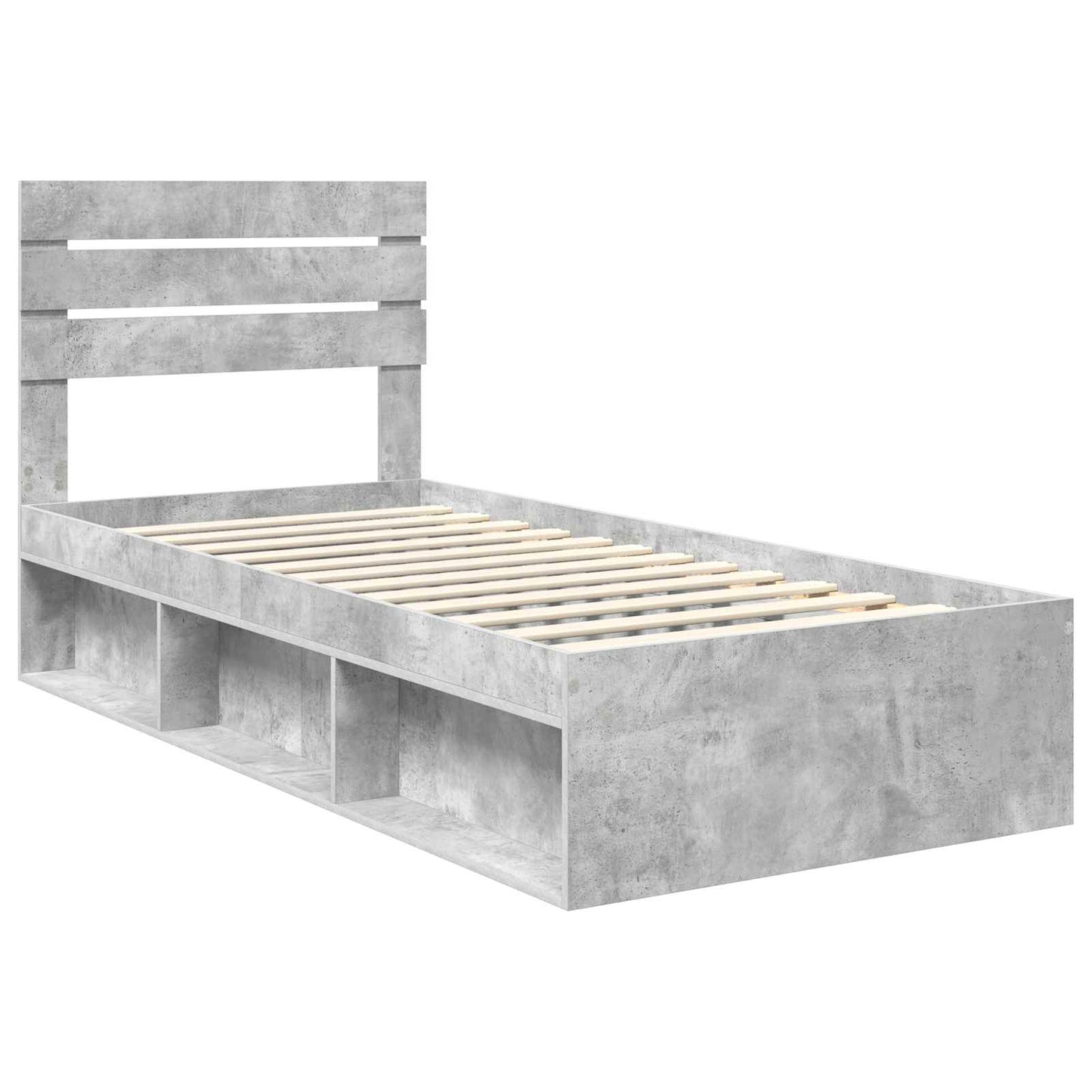vidaXL Bettrahmen Beton Grau 90 x 190 cm Massives Kiefernholz