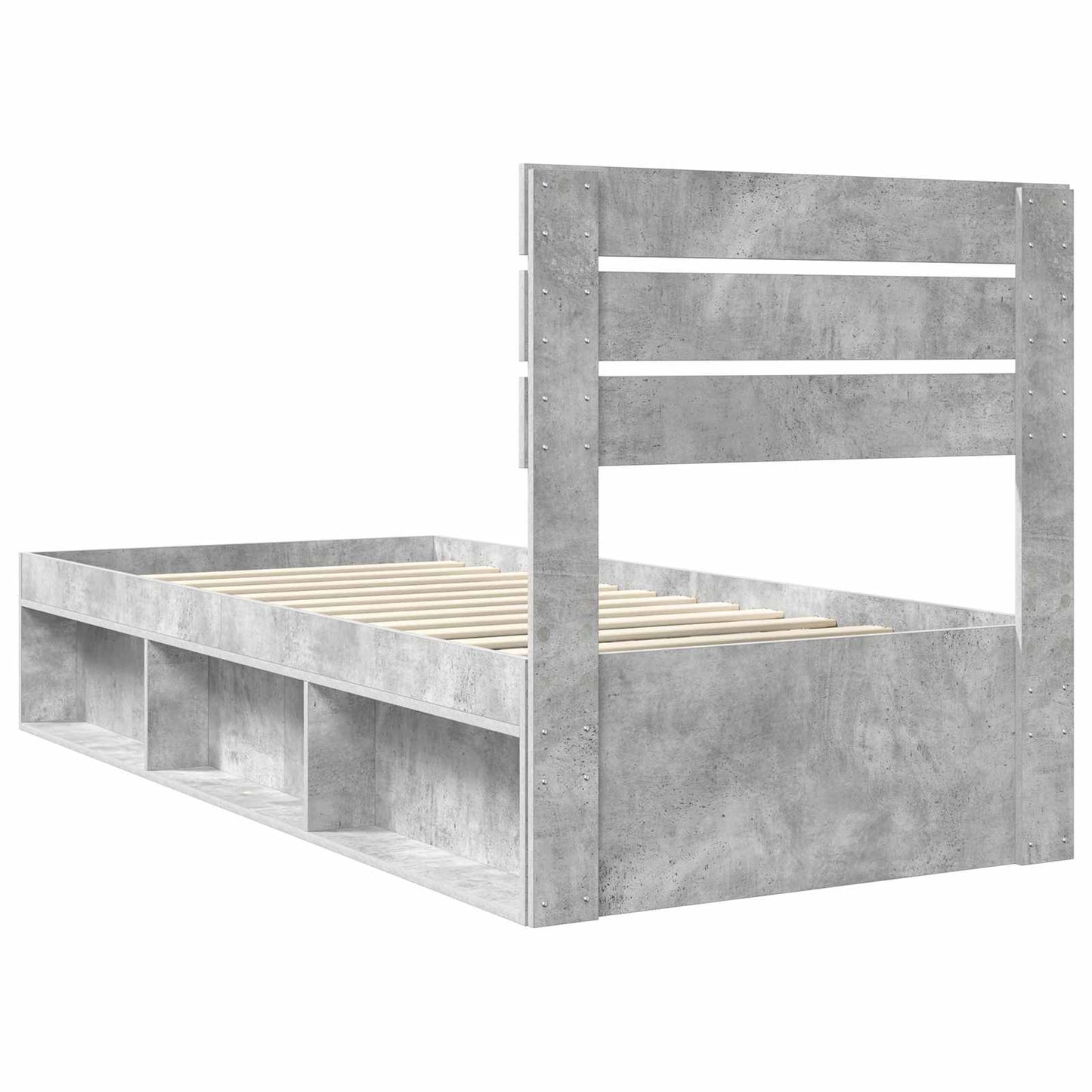 vidaXL Bettrahmen Beton Grau 90 x 190 cm Massives Kiefernholz