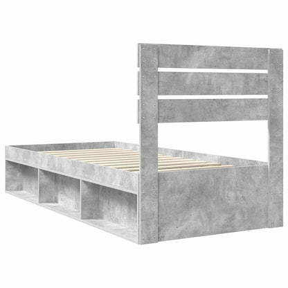 vidaXL Bettrahmen Beton Grau 90 x 190 cm Massives Kiefernholz