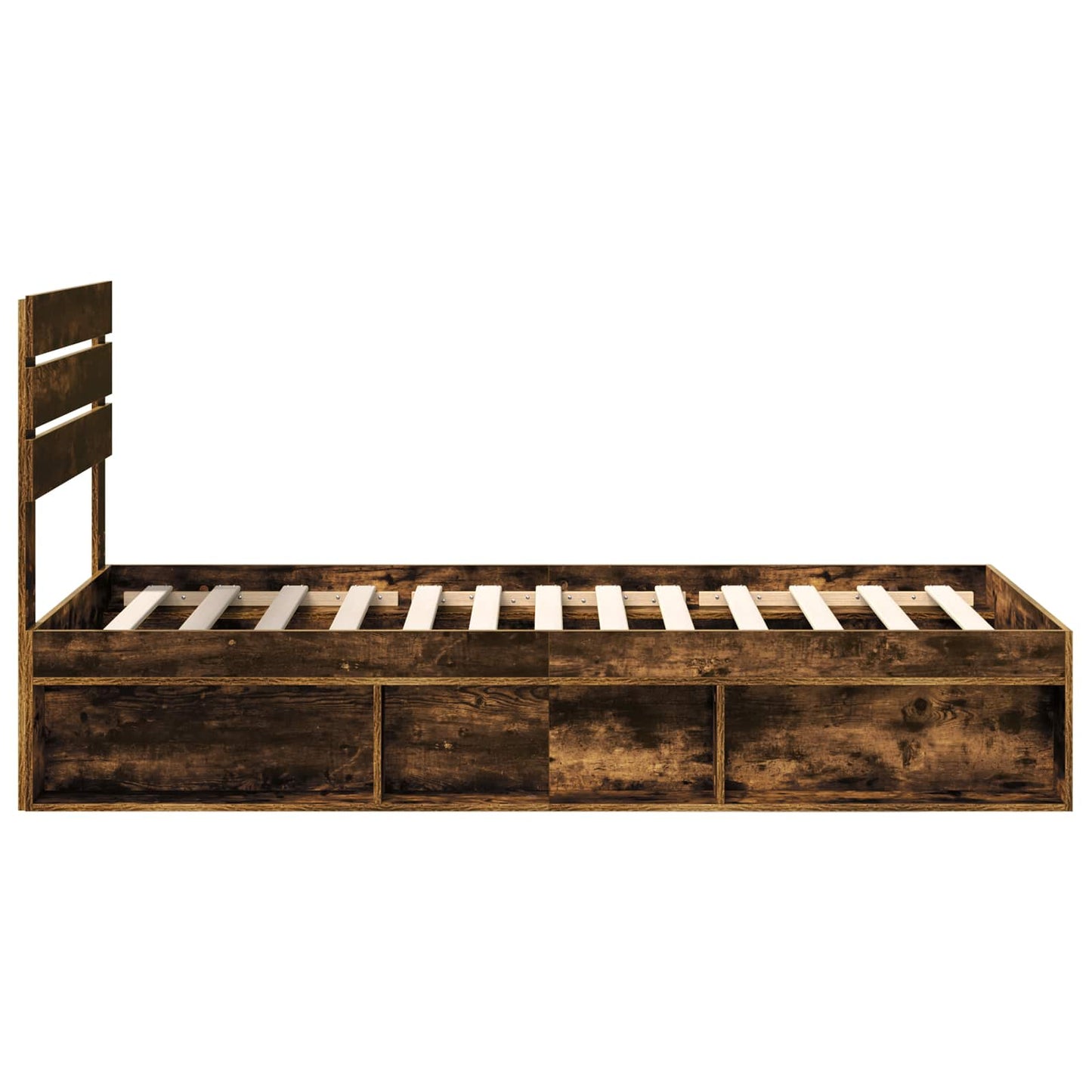 vidaXL Bettrahmen Geräucherte Eiche 90 x 190 cm Massives Kiefernholz