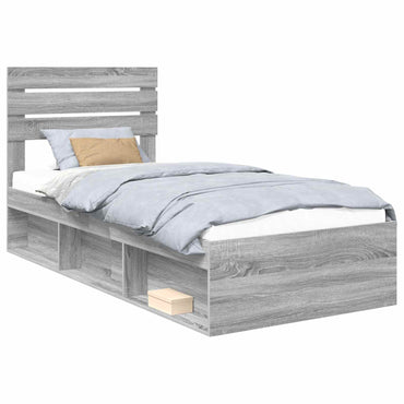 vidaXL Cadre de lit Gris Sonoma 90 x 190 cm Bois de pin massif
