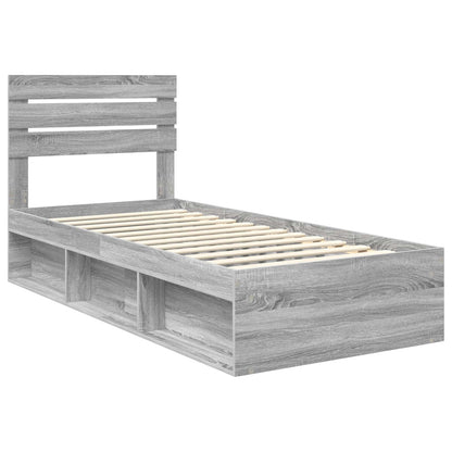 vidaXL Bettrahmen Graues Sonoma 75 x 190 cm Massives Kiefernholz