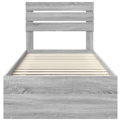 vidaXL Bettrahmen Graues Sonoma 75 x 190 cm Massives Kiefernholz