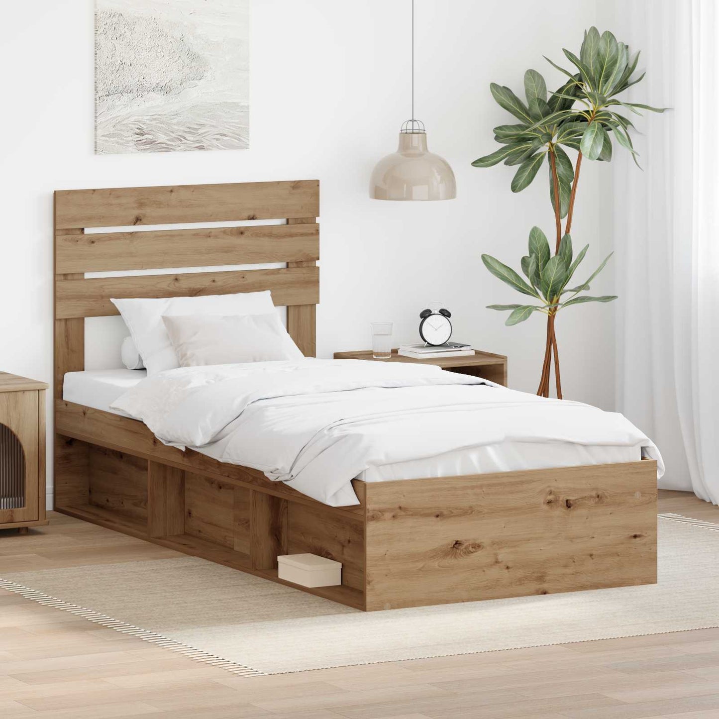 vidaXL Cadre de lit Artisanat Chêne 75 x 190 cm Bois de pin massif
