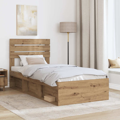 vidaXL Cadre de lit Artisanat Chêne 75 x 190 cm Bois de pin massif
