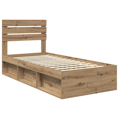 vidaXL Cadre de lit Artisanat Chêne 75 x 190 cm Bois de pin massif