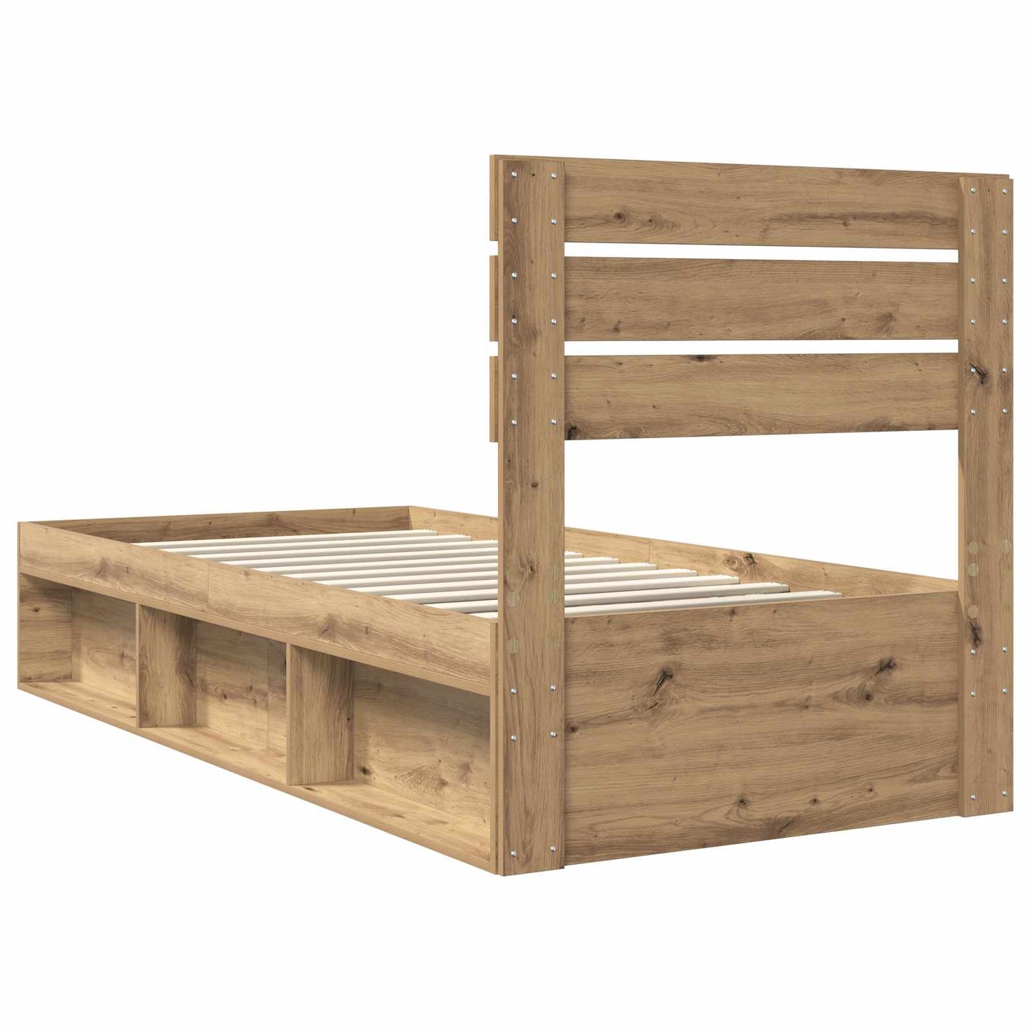 vidaXL Cadre de lit Artisanat Chêne 75 x 190 cm Bois de pin massif