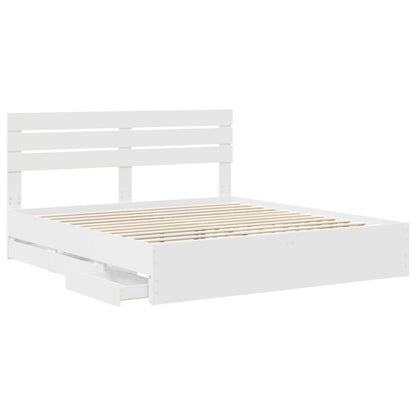 vidaXL Bettrahmen mit Schubladen Weiß 200 x 200 cm Ingenieurs Holz