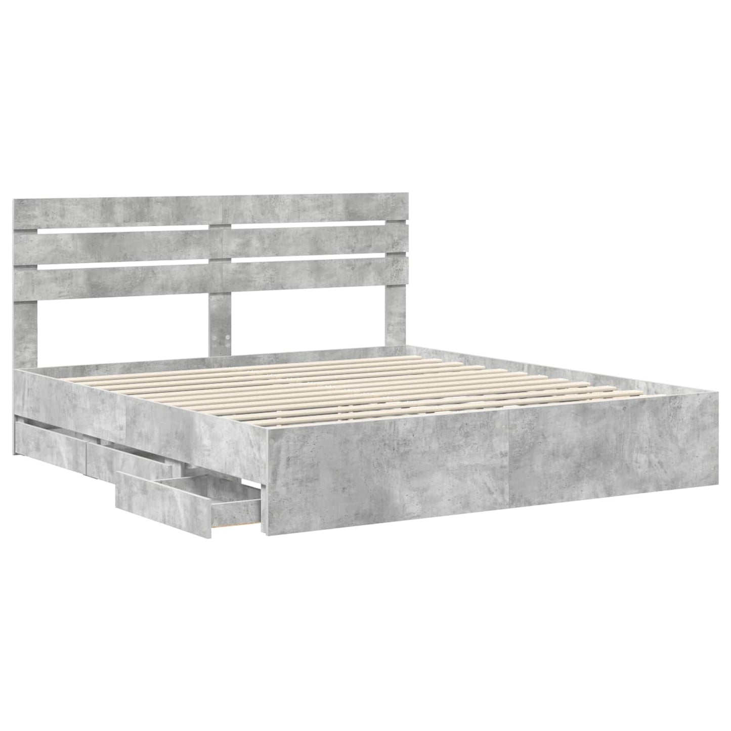 vidaXL Bettrahmen mit Kopfteil Beton Grau 200 x 200 cm Ingenieurs Holz