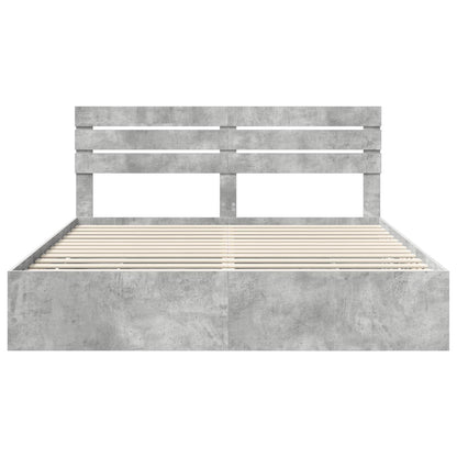 vidaXL Bettrahmen mit Kopfteil Beton Grau 200 x 200 cm Ingenieurs Holz