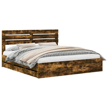 vidaXL Bettrahmen Geräucherte Eiche 200 x 200 cm Ingenieurs Holz