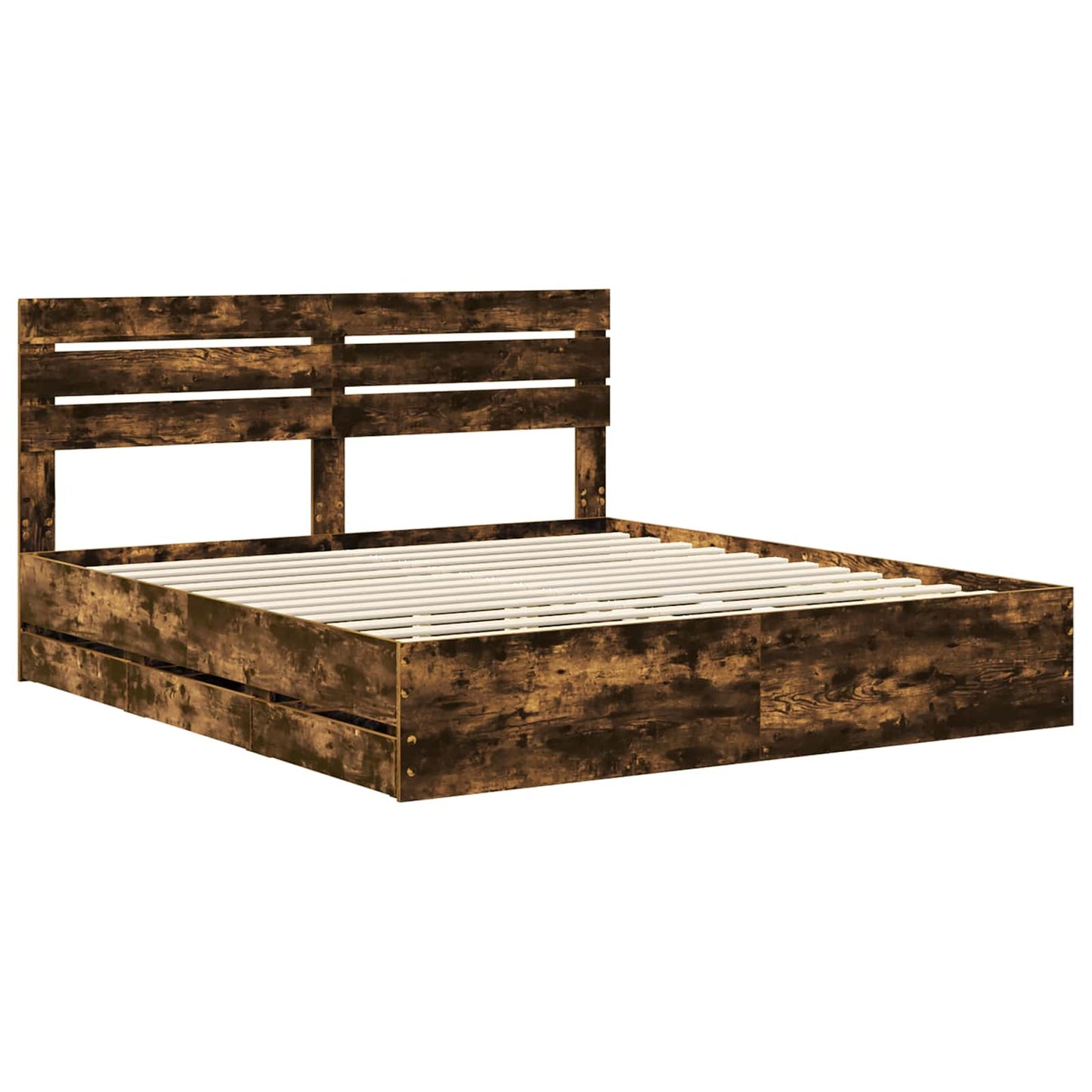 vidaXL Bettrahmen Geräucherte Eiche 200 x 200 cm Ingenieurs Holz